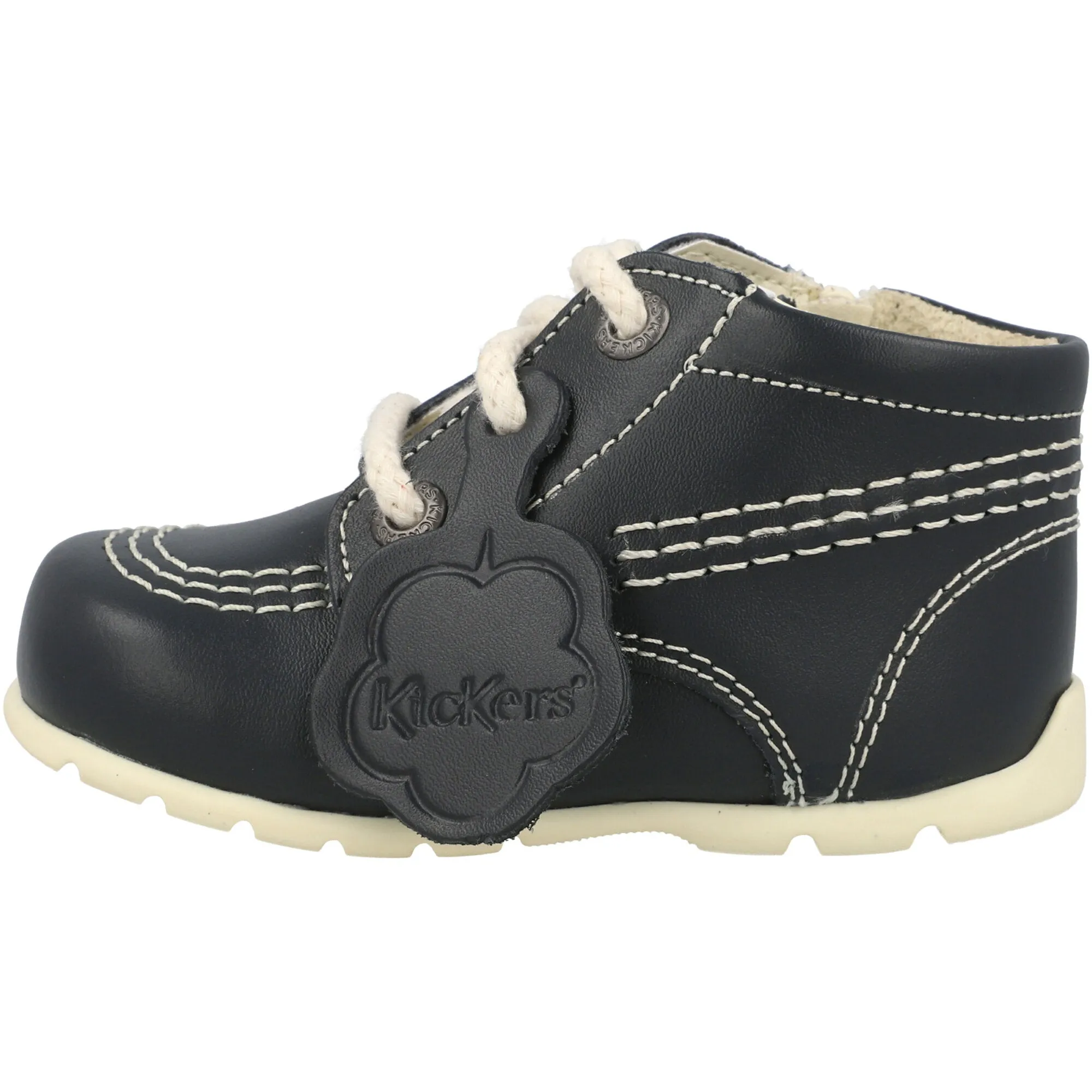 Kickers Kick Hi Navy Pink Leopard Boots for Kids