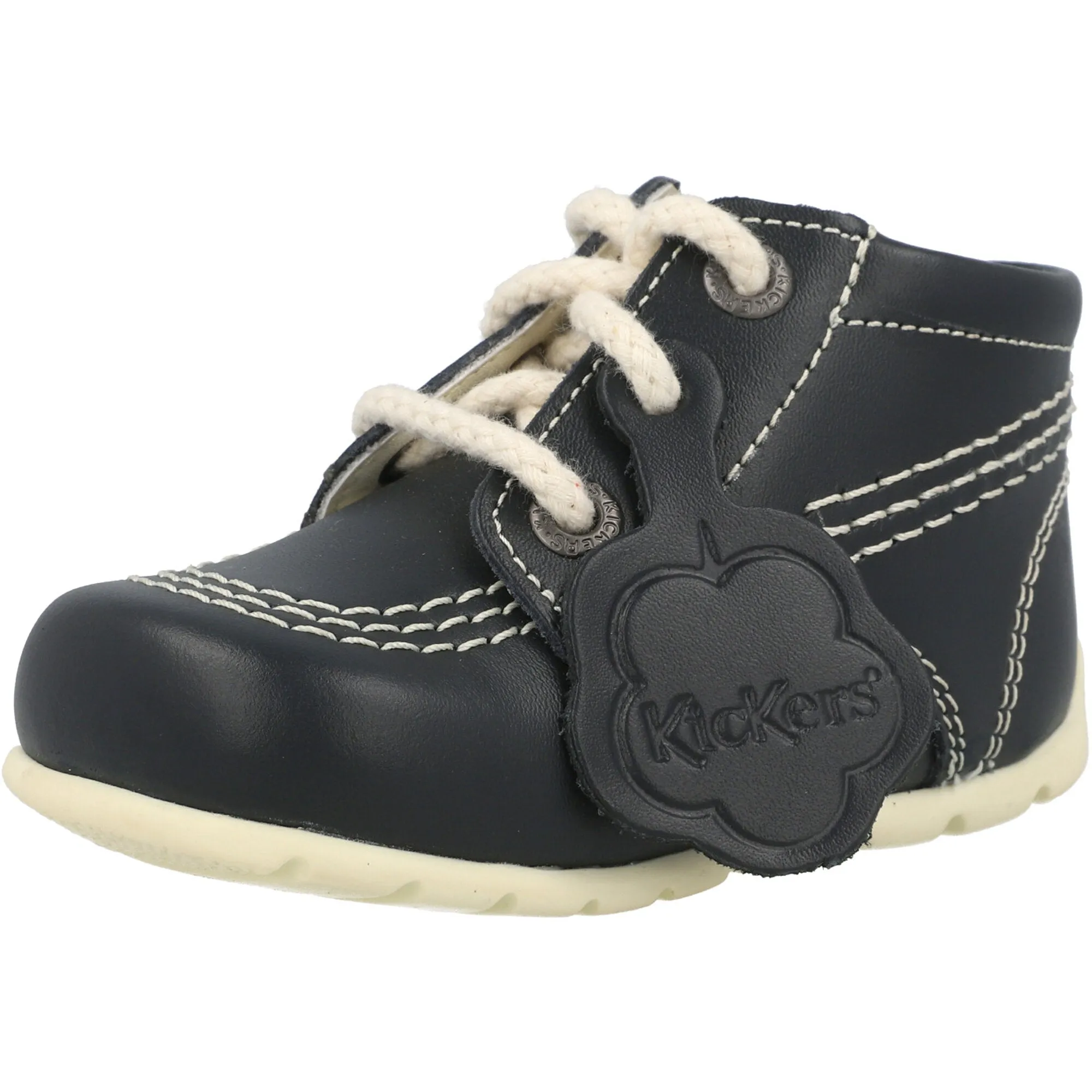 Kickers Kick Hi Navy Pink Leopard Boots for Kids
