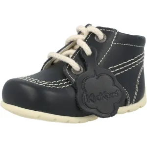 Kickers Kick Hi Navy Pink Leopard Boots for Kids