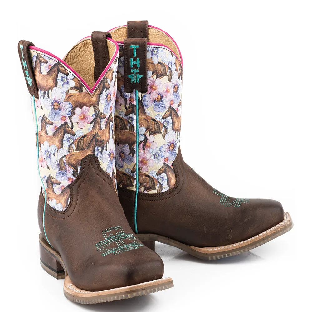 Kid's Tin Haul Chestnut And Daisy Boots Handcrafted