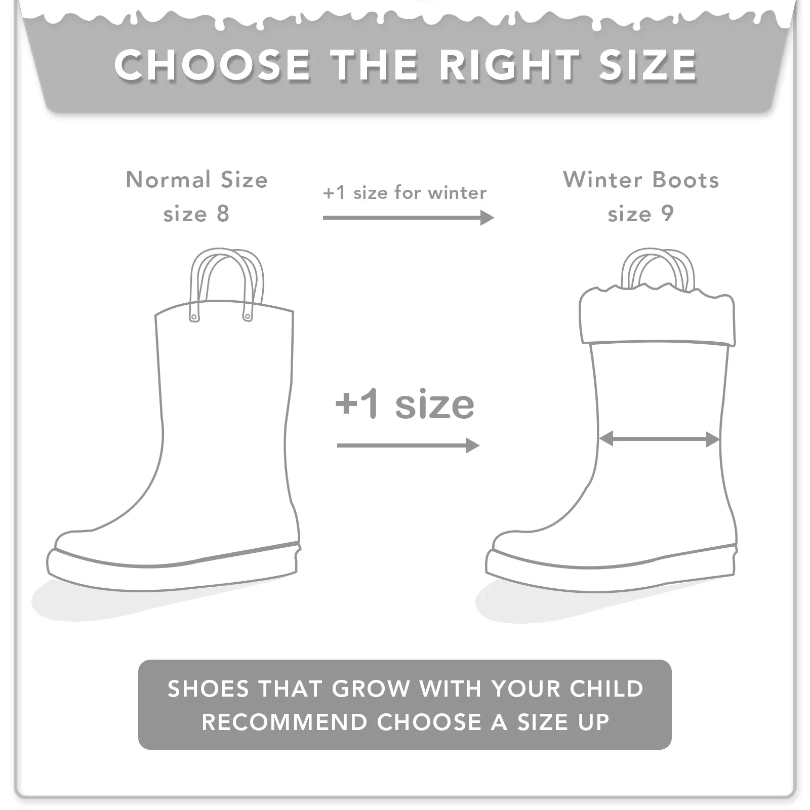 Kids Winter Fleeced Black Warm Rain Boots
