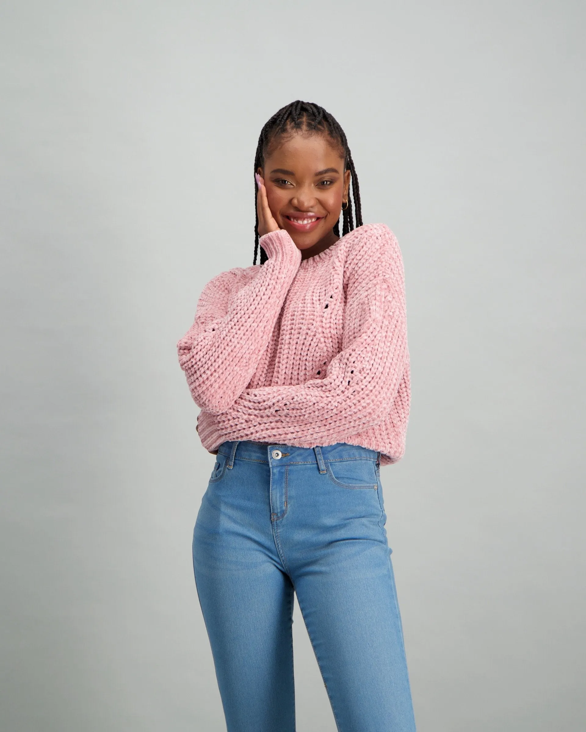 Ladies Chenille Pull Over - Pink