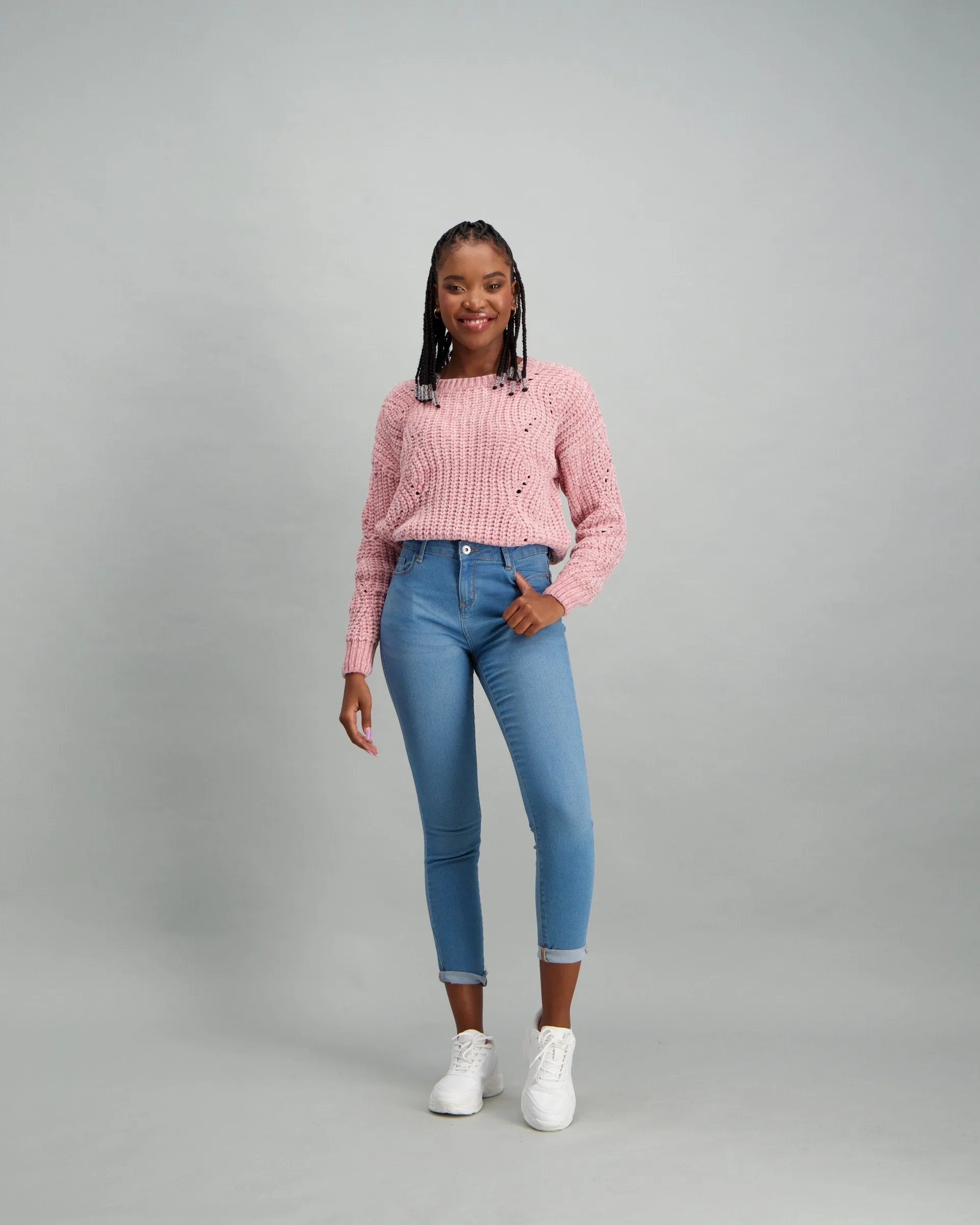 Ladies Chenille Pull Over - Pink