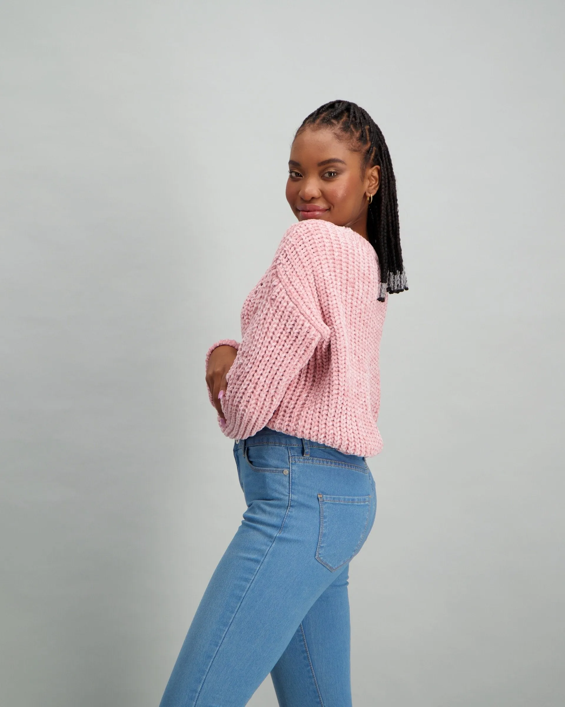 Ladies Chenille Pull Over - Pink