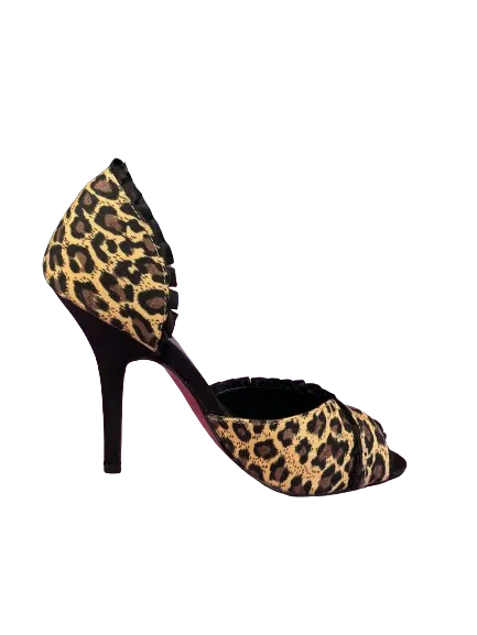 Le Chateau Peep Toe Leopard Ruffle Heels
