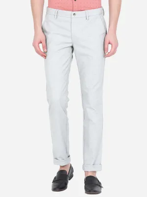 Light Blue Solid Super Slim Fit Casual Trouser | Greenfibre