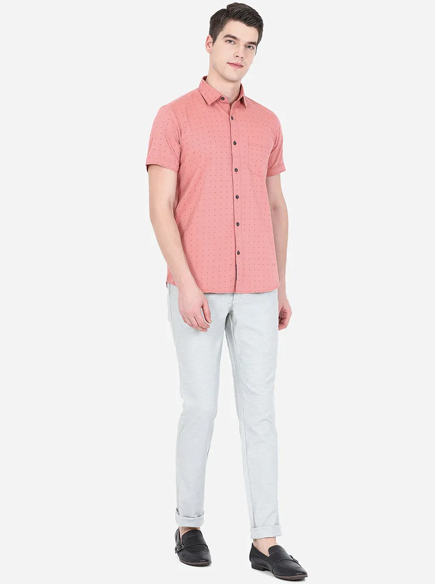 Light Blue Solid Super Slim Fit Casual Trouser | Greenfibre