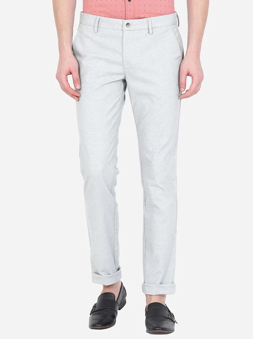 Light Blue Solid Super Slim Fit Casual Trouser | Greenfibre