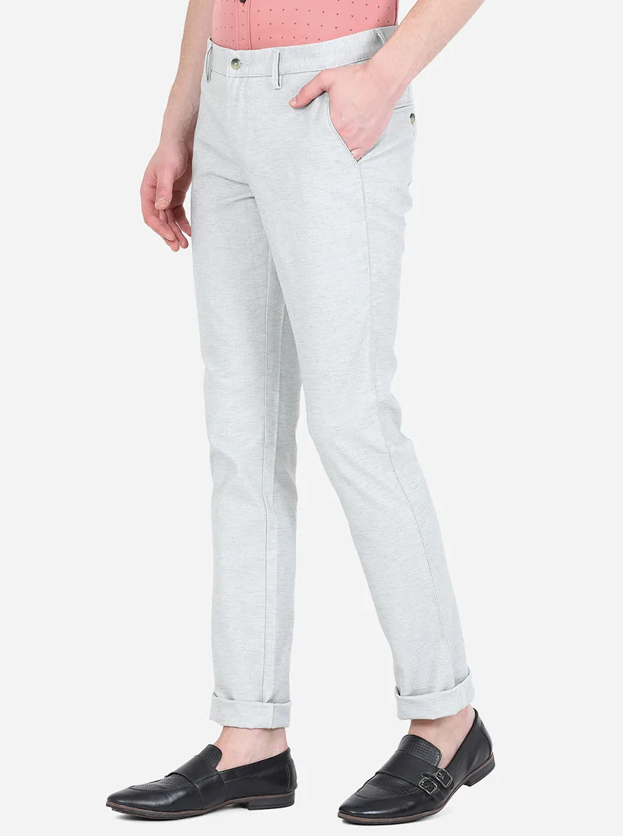 Light Blue Solid Super Slim Fit Casual Trouser | Greenfibre