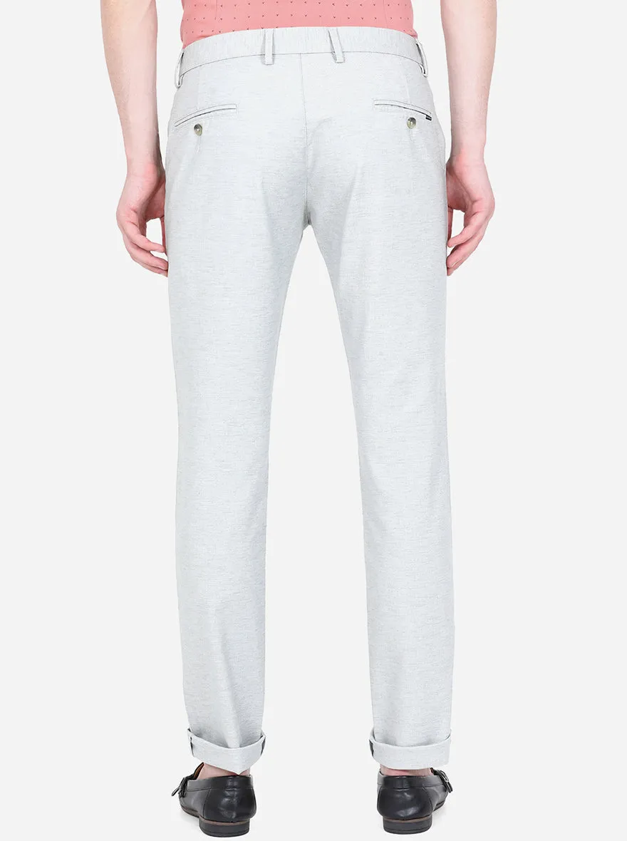 Light Blue Solid Super Slim Fit Casual Trouser | Greenfibre