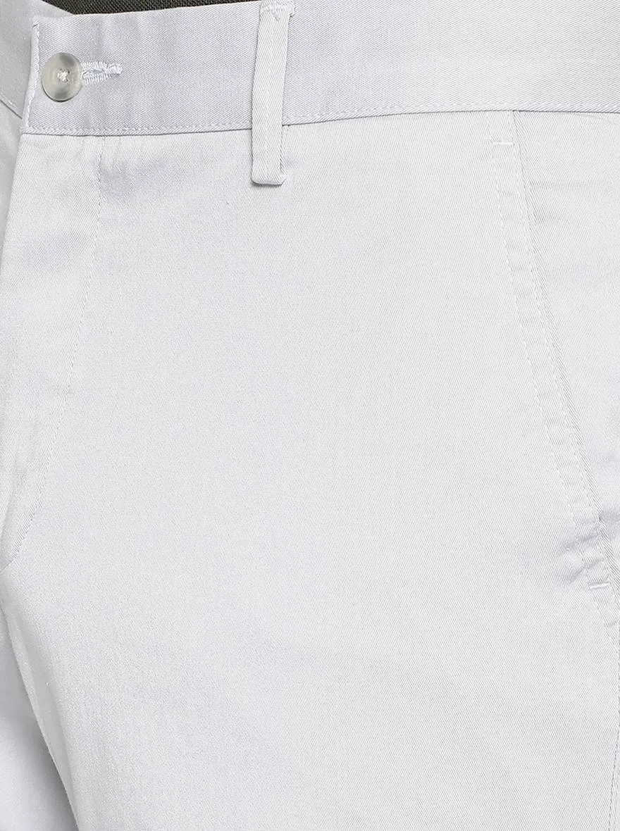 Light Grey Solid Slim Fit Casual Trouser | Greenfibre