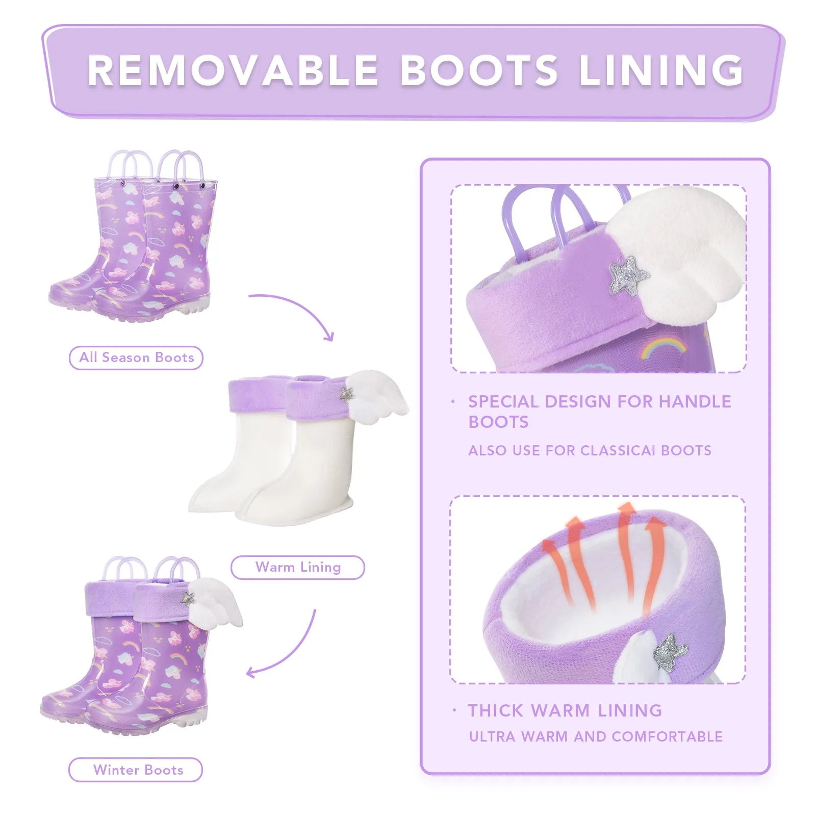 Light Up Warm Kids Rain Boots