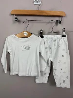 Little white Company elephant embroidered outfit 3-6m