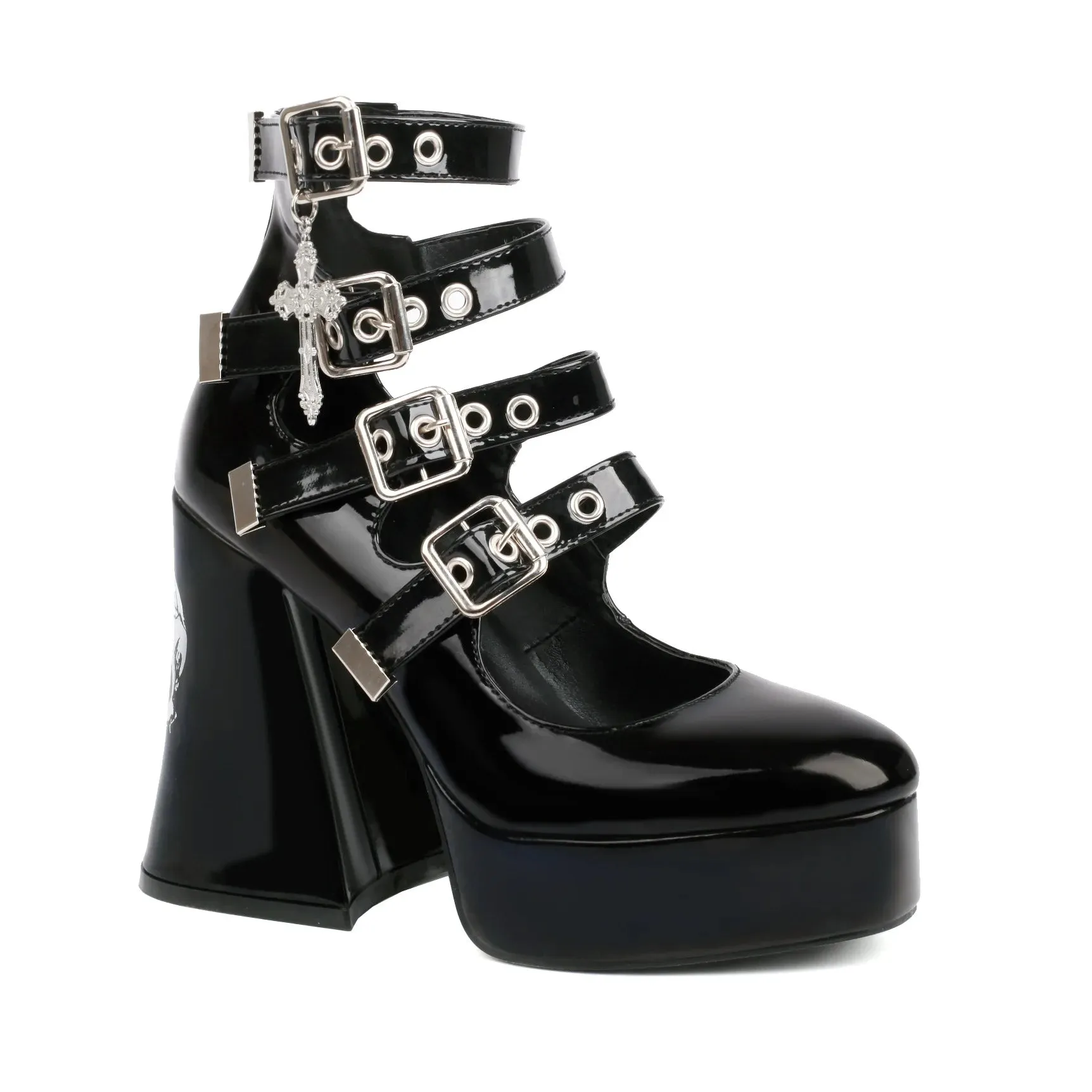 Lolita Cross Skull Rivet High Heels Punk Diablo Gothic Shoe