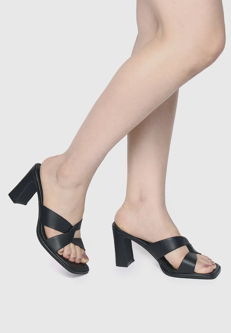 Lurra Open Toe Heels (Black)