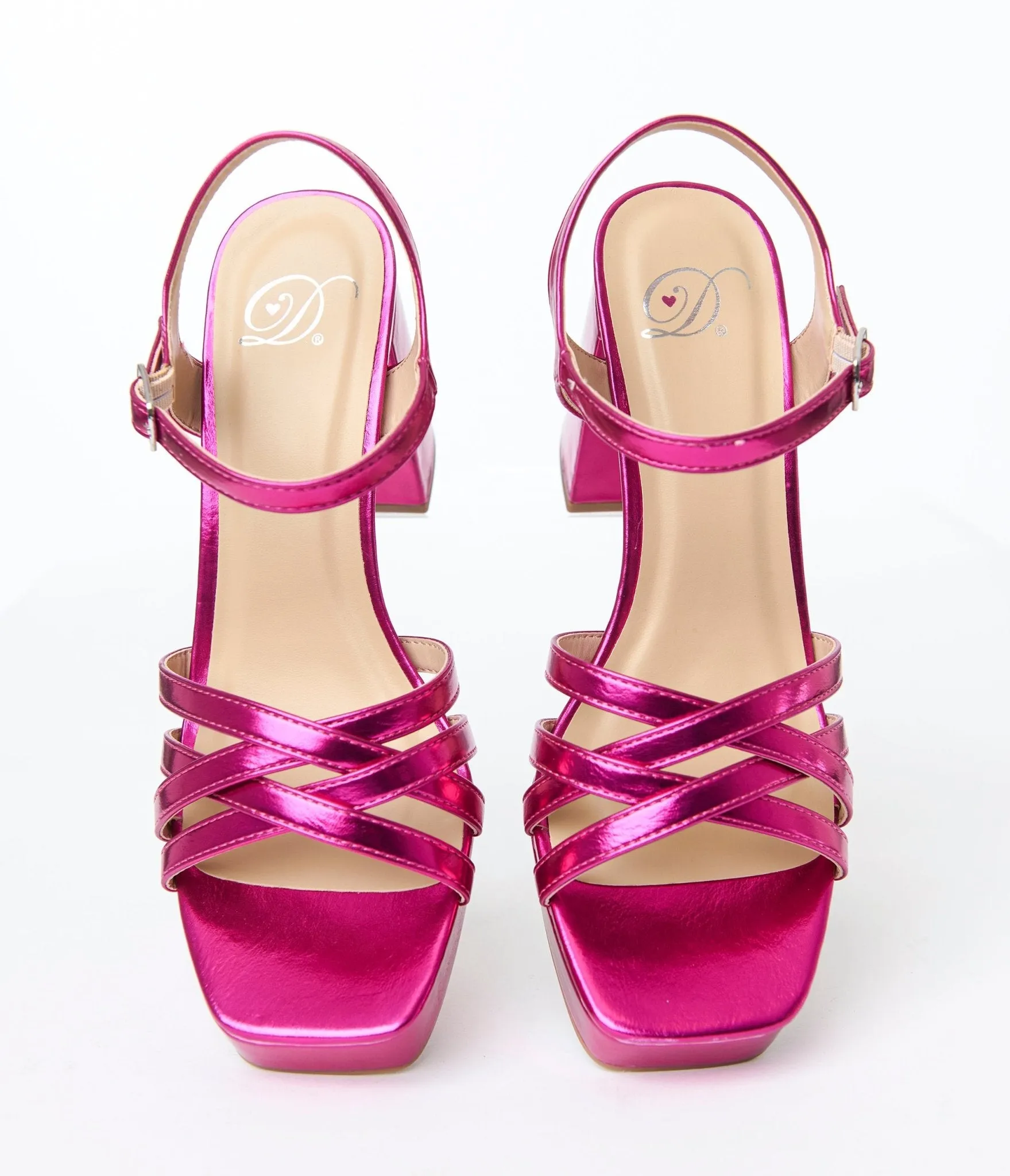 Magenta Metallic Leatherette Heels