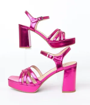 Magenta Metallic Leatherette Heels
