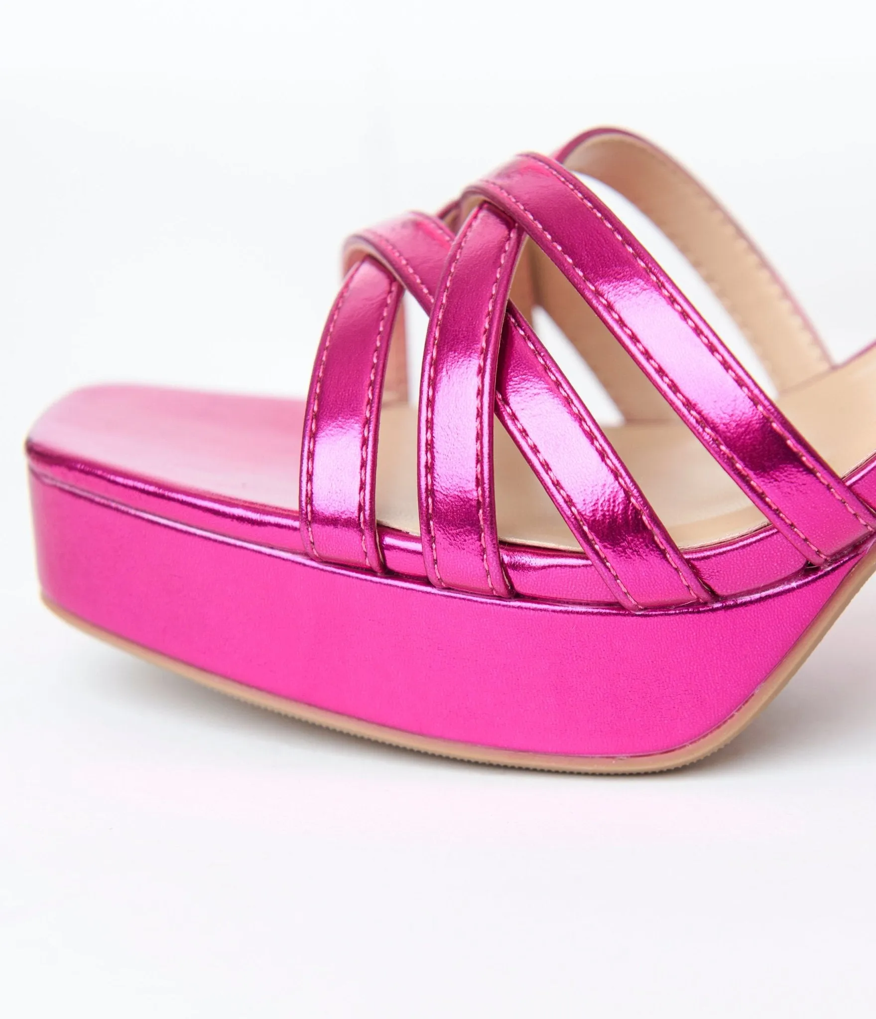 Magenta Metallic Leatherette Heels