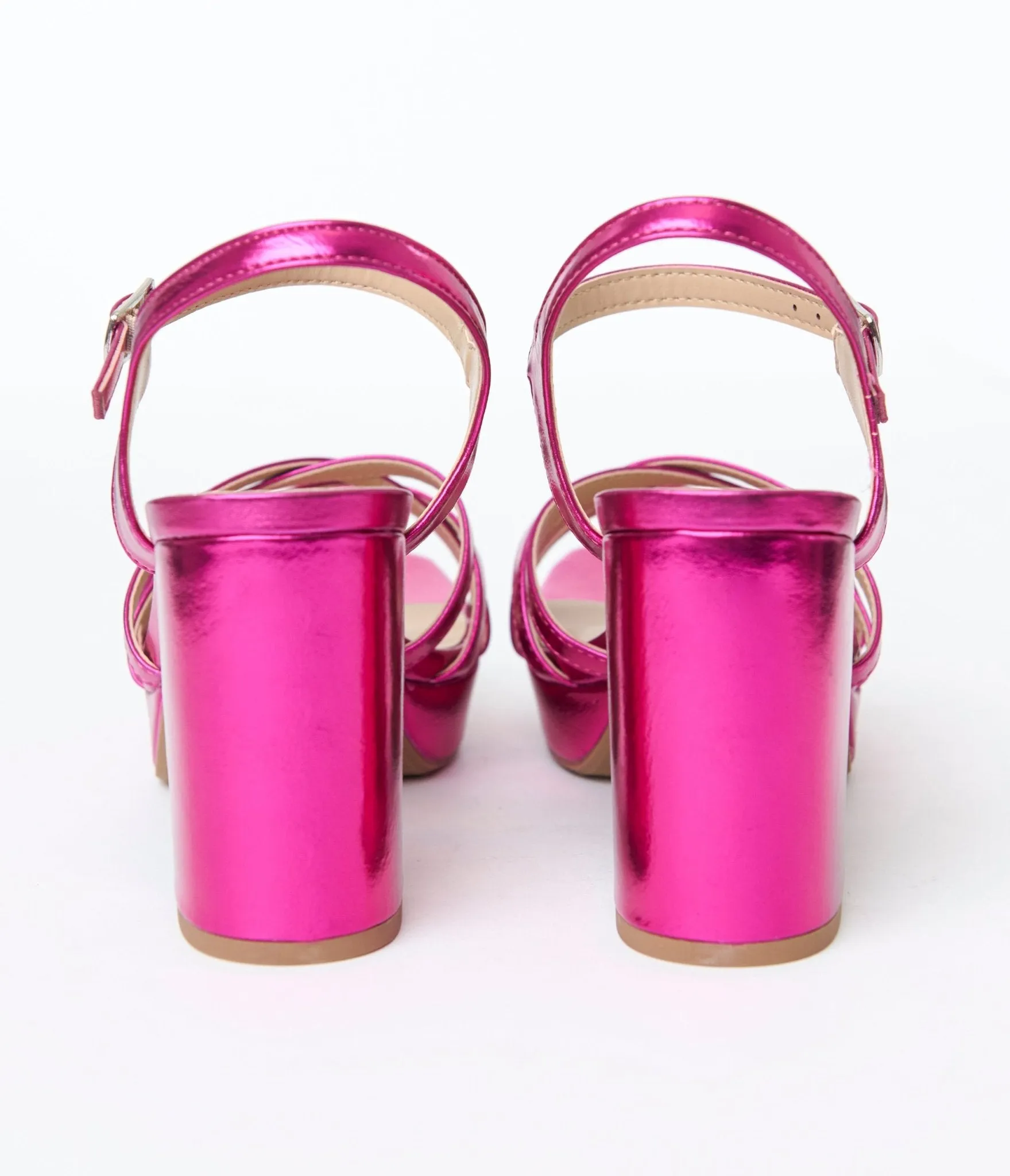 Magenta Metallic Leatherette Heels