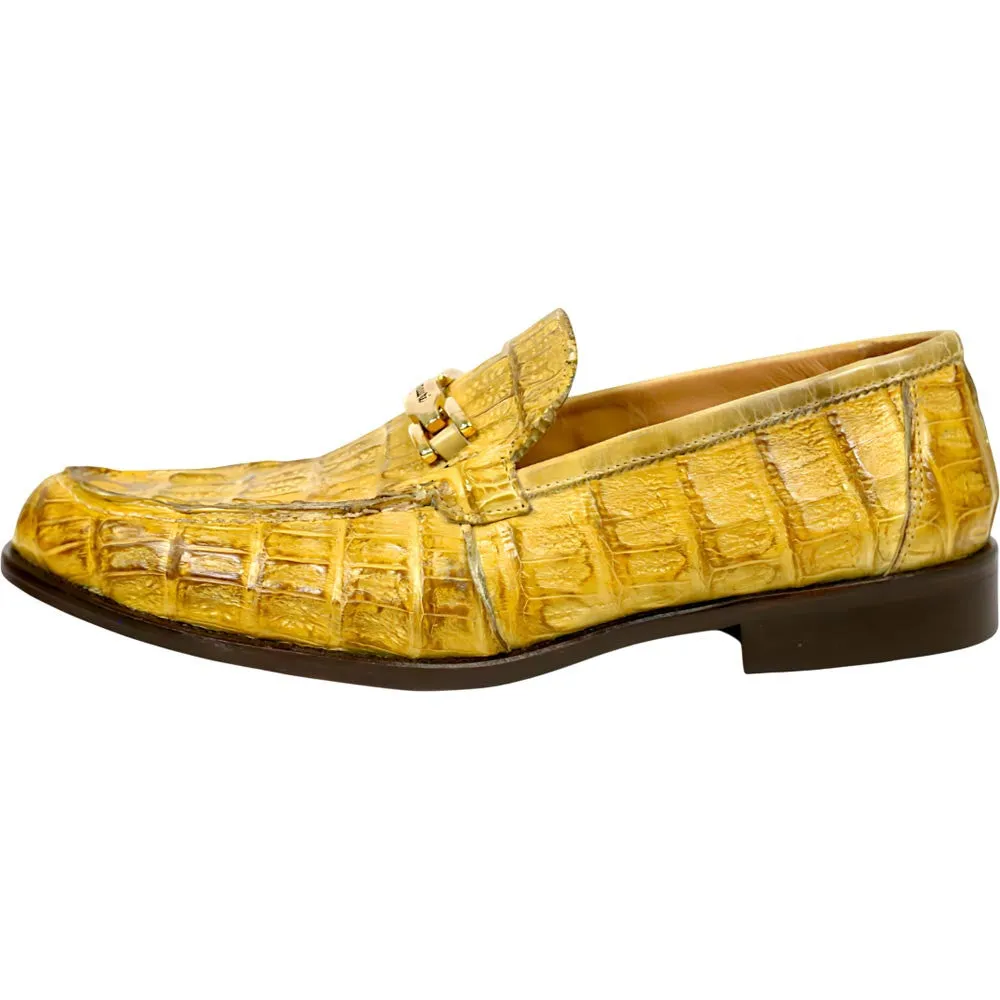 Mauri Chapel Men's Yellow Exotic Hornback / Nappa Leather Horsebit Split-Toe Loafer