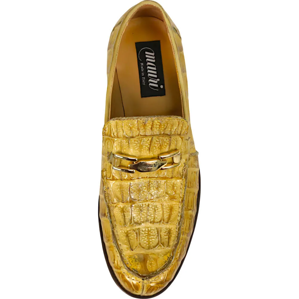 Mauri Chapel Men's Yellow Exotic Hornback / Nappa Leather Horsebit Split-Toe Loafer