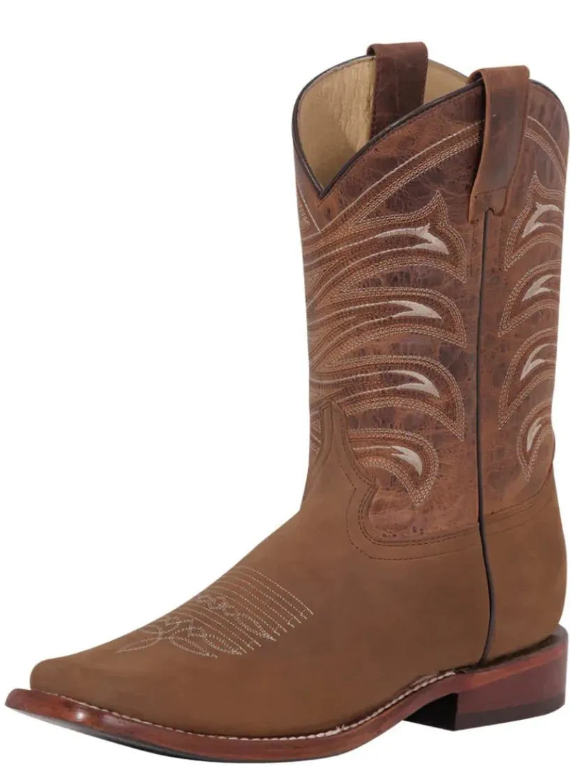Men's Bovino Crazy Leather Classic Western Cowboy Rodeo Boots 'El General' Color Tan 42993