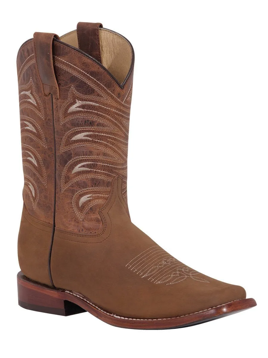 Men's Bovino Crazy Leather Classic Western Cowboy Rodeo Boots 'El General' Color Tan 42993