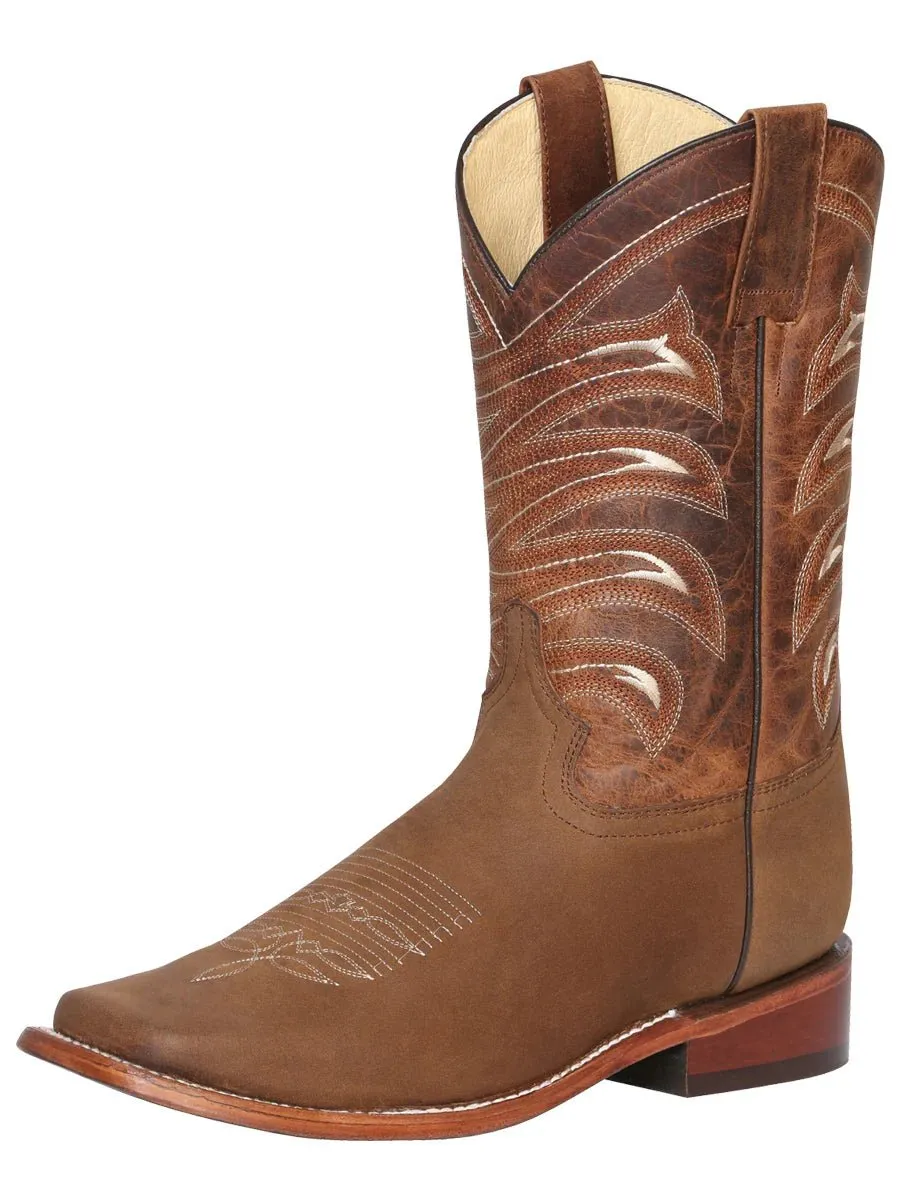 Men's Bovino Crazy Leather Classic Western Cowboy Rodeo Boots 'El General' Color Tan 42993