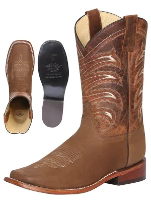 Men's Bovino Crazy Leather Classic Western Cowboy Rodeo Boots 'El General' Color Tan 42993
