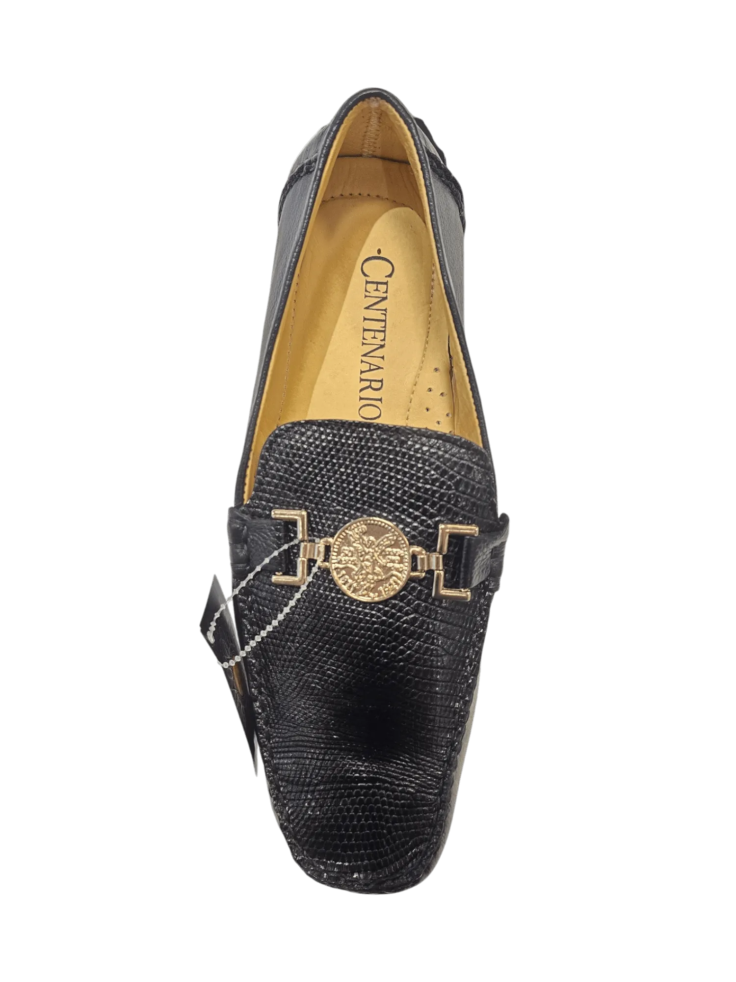 Men's Exotic Shoes Lizard Ring Casual Moccasins 'Centenario' Black Color 41288