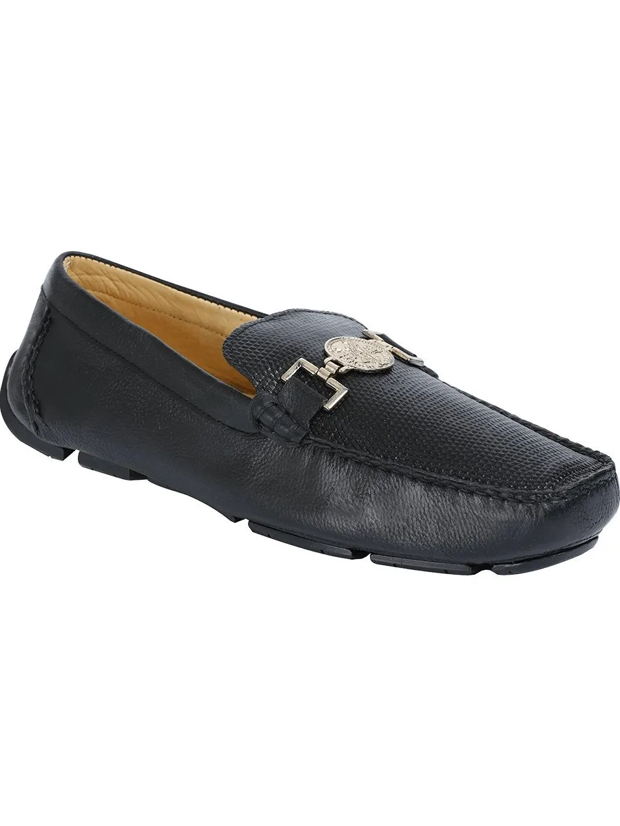 Men's Exotic Shoes Lizard Ring Casual Moccasins 'Centenario' Black Color 41288