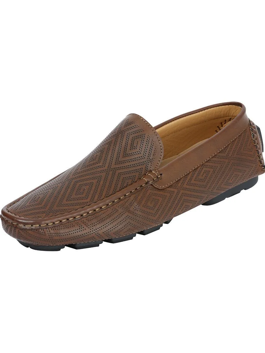 Men's Shoes PU Synthetic Casual Moccasins 'El General' Brown Color 41281