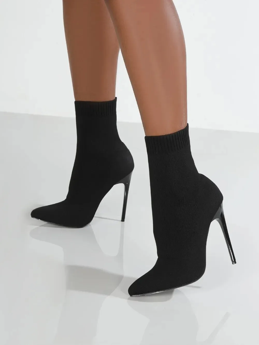 Mesh Point Toe Stiletto Boots