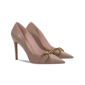 Metal Buckle Deco Pointy Toe Court Heels
