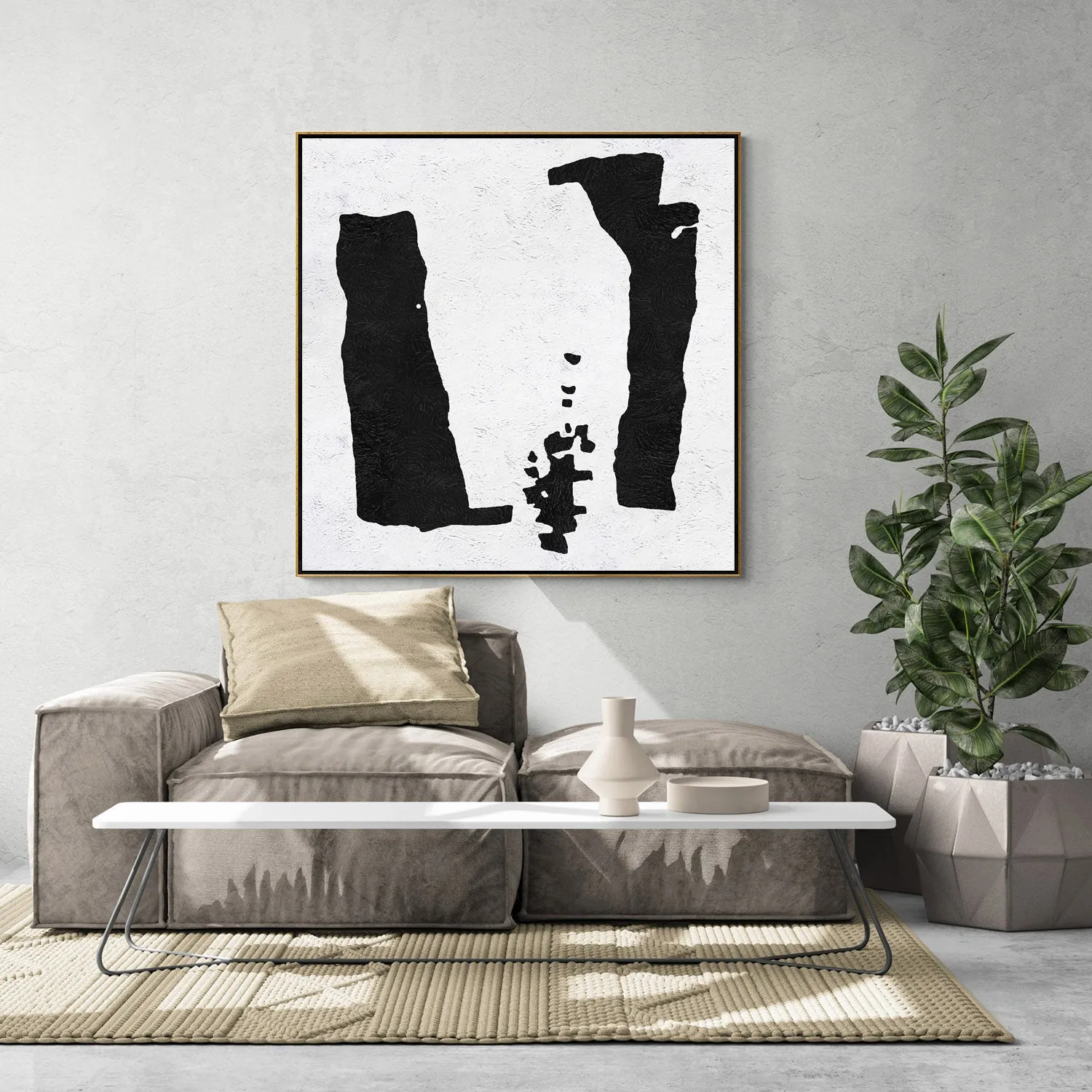 Minimal Black and White Painting MN131A