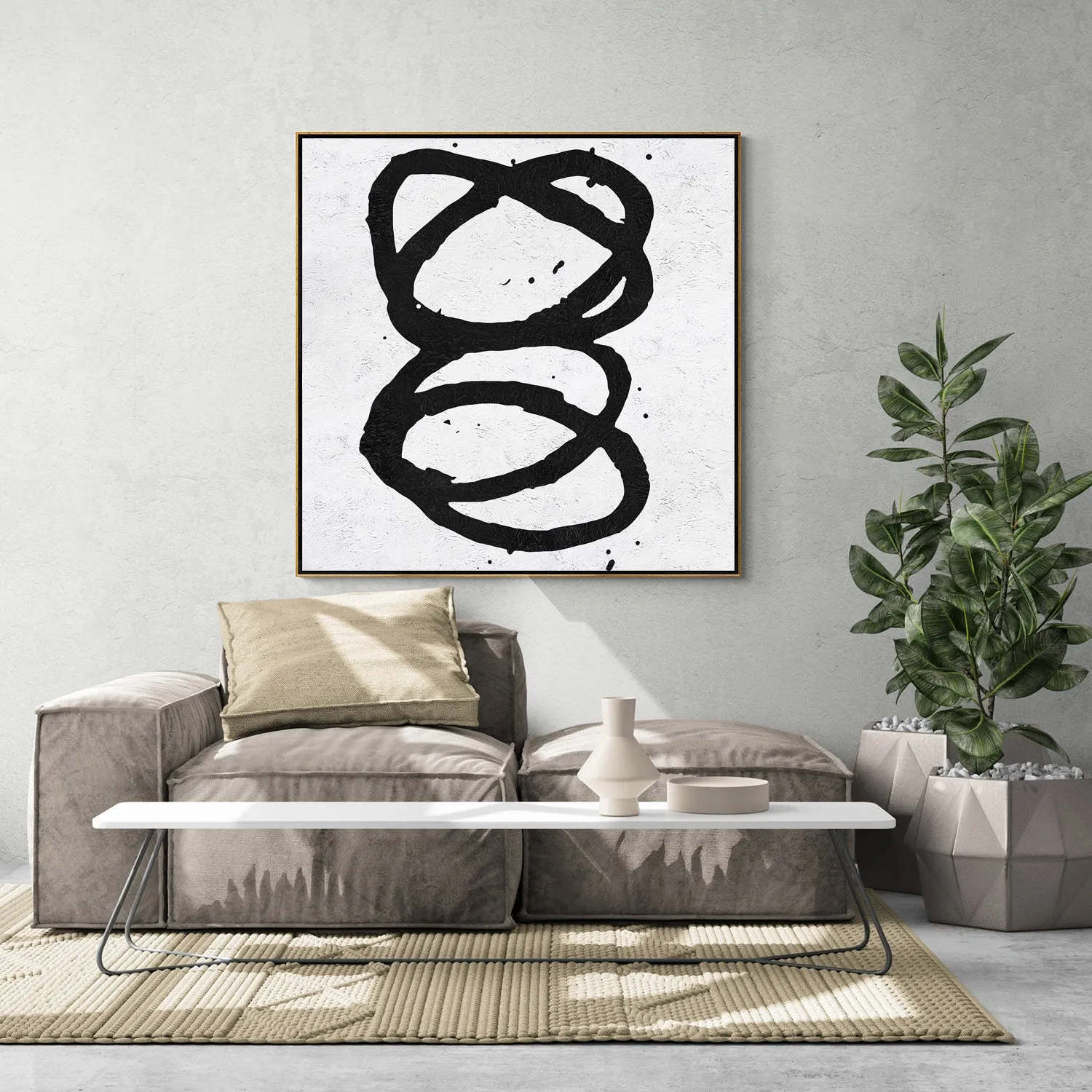 Minimal Black and White Painting MN80A