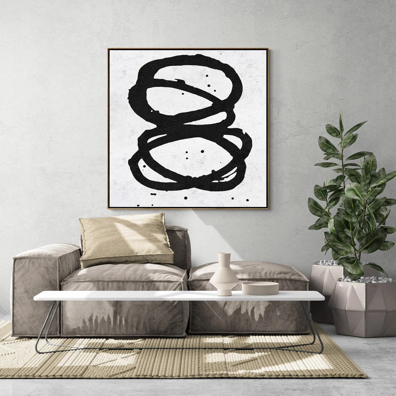 Minimal Black and White Painting MN82A