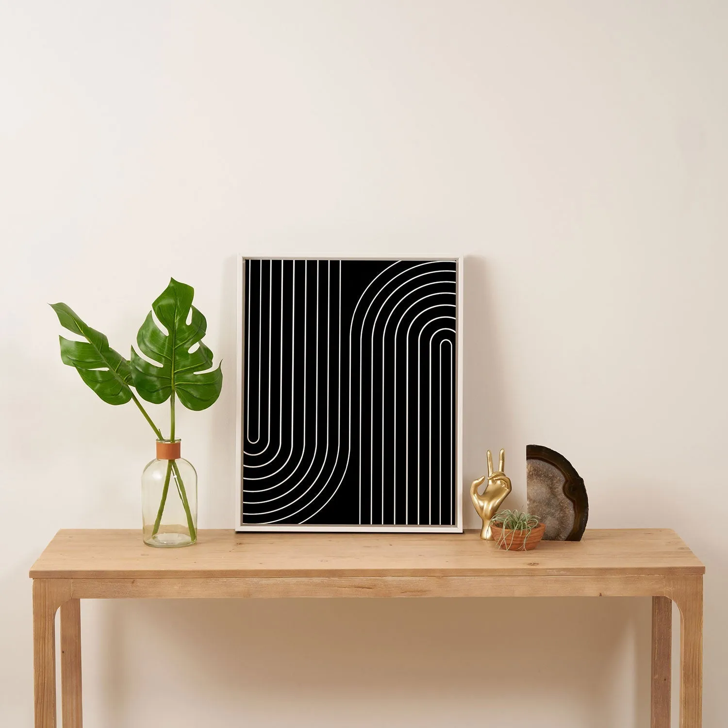 Minimal Line Curvature Black Art Canvas