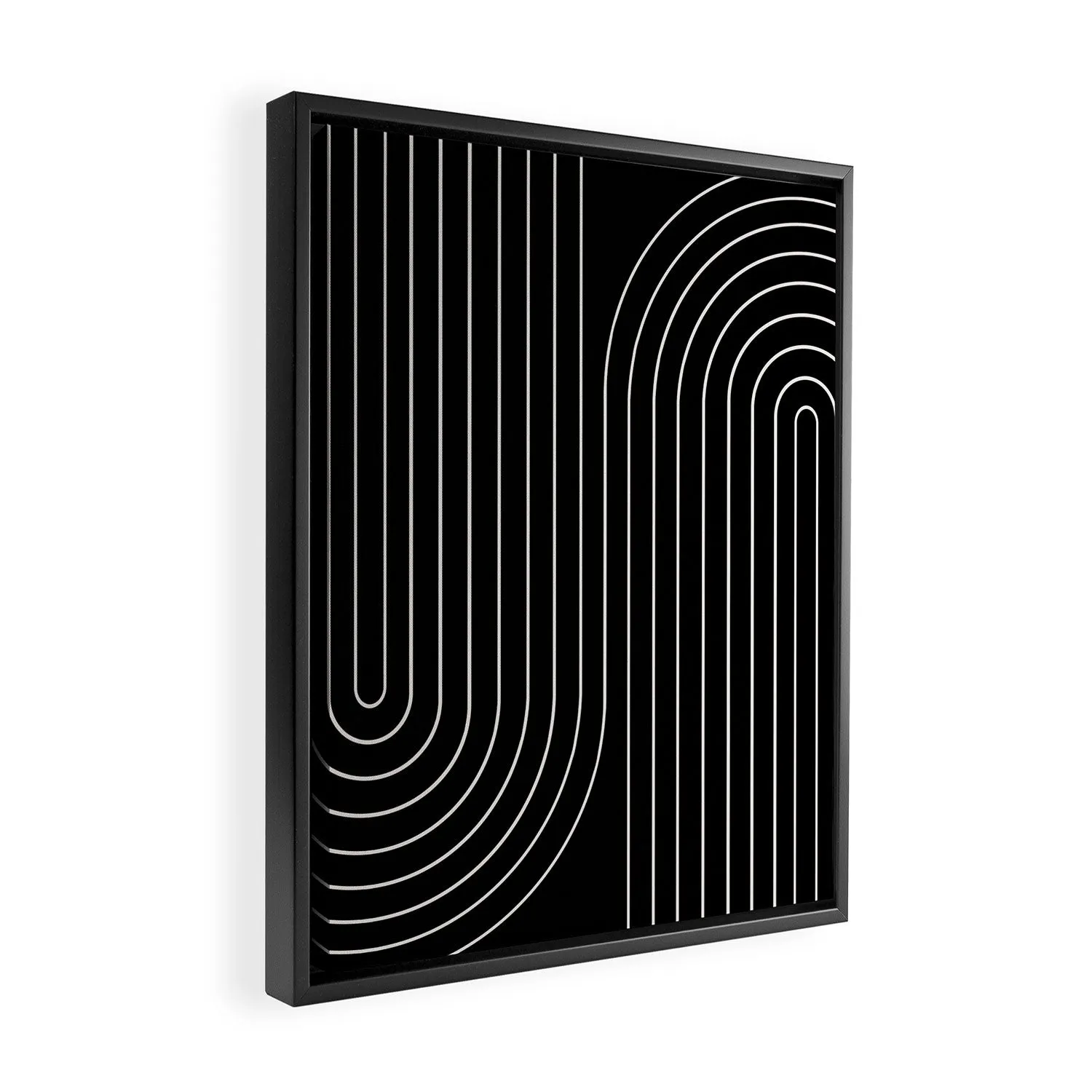 Minimal Line Curvature Black Art Canvas