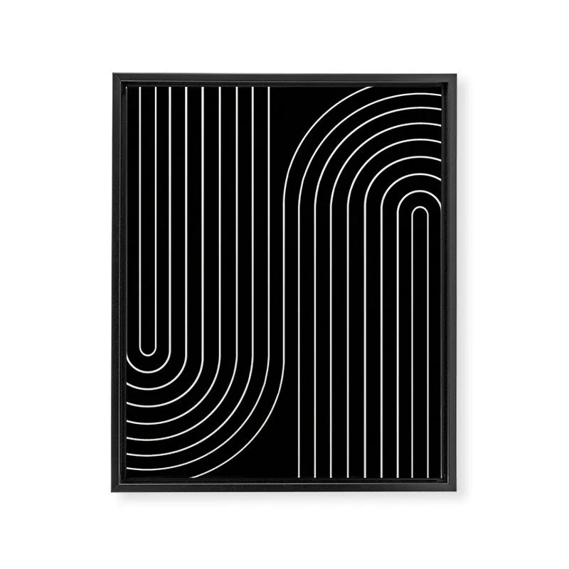 Minimal Line Curvature Black Art Canvas