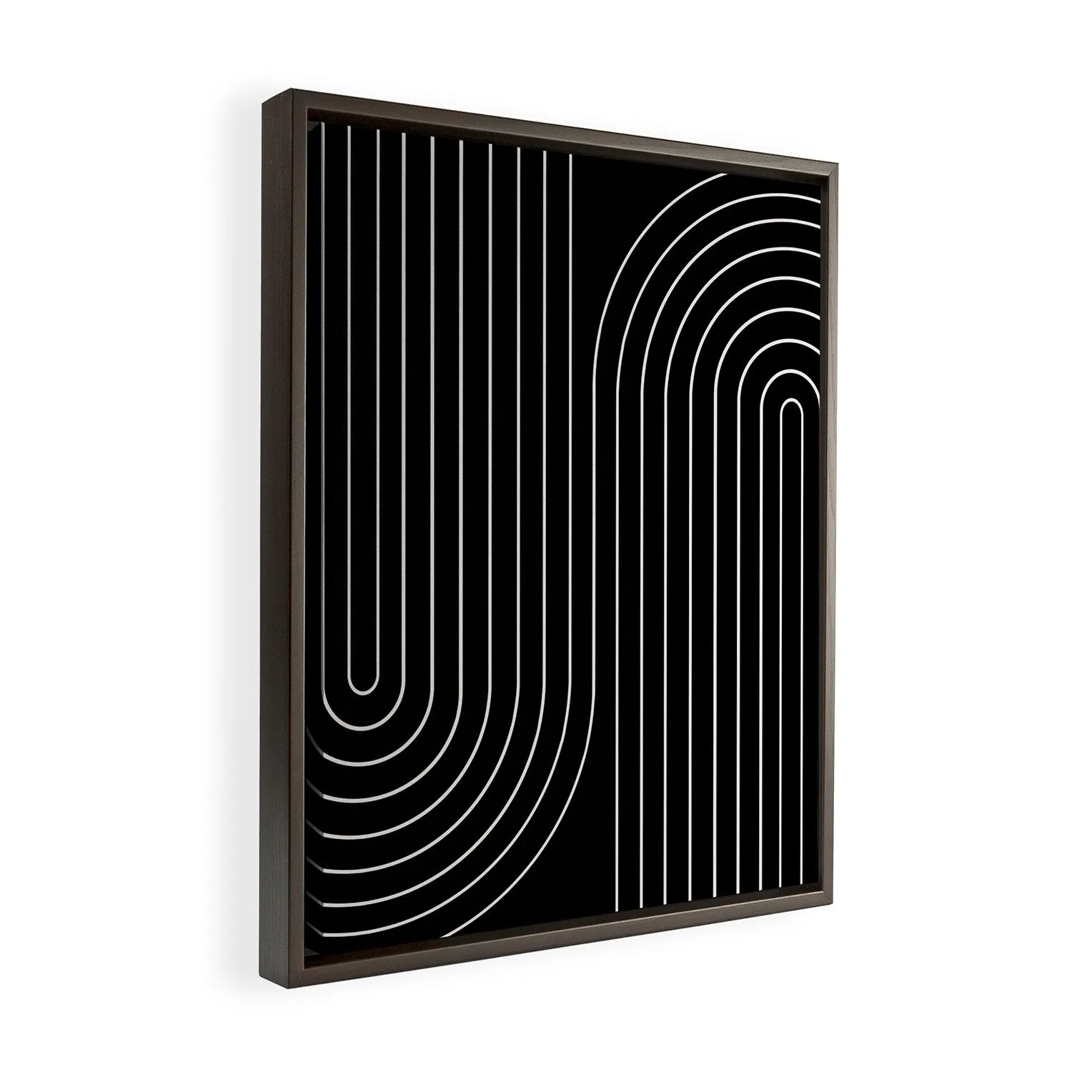 Minimal Line Curvature Black Art Canvas