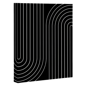 Minimal Line Curvature Black Art Canvas