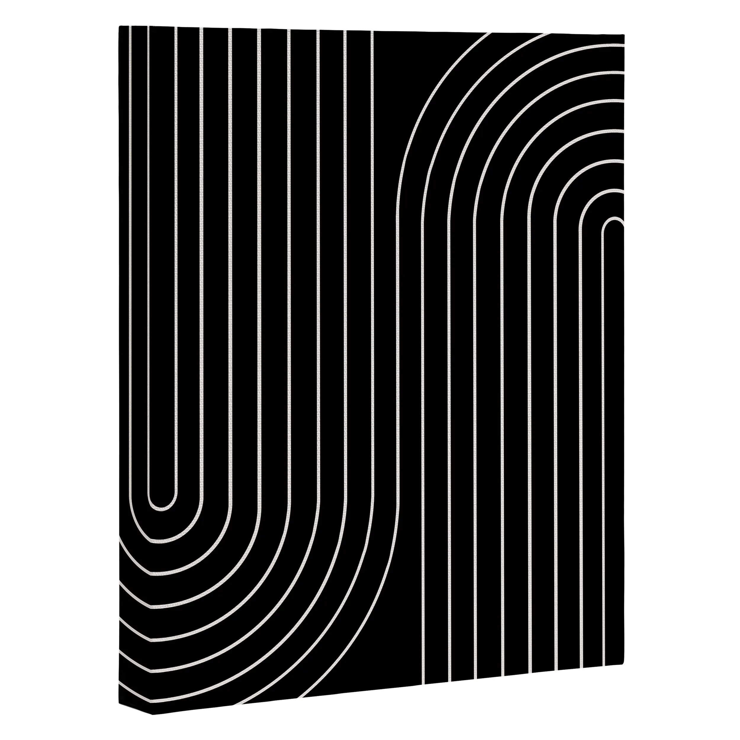 Minimal Line Curvature Black Art Canvas
