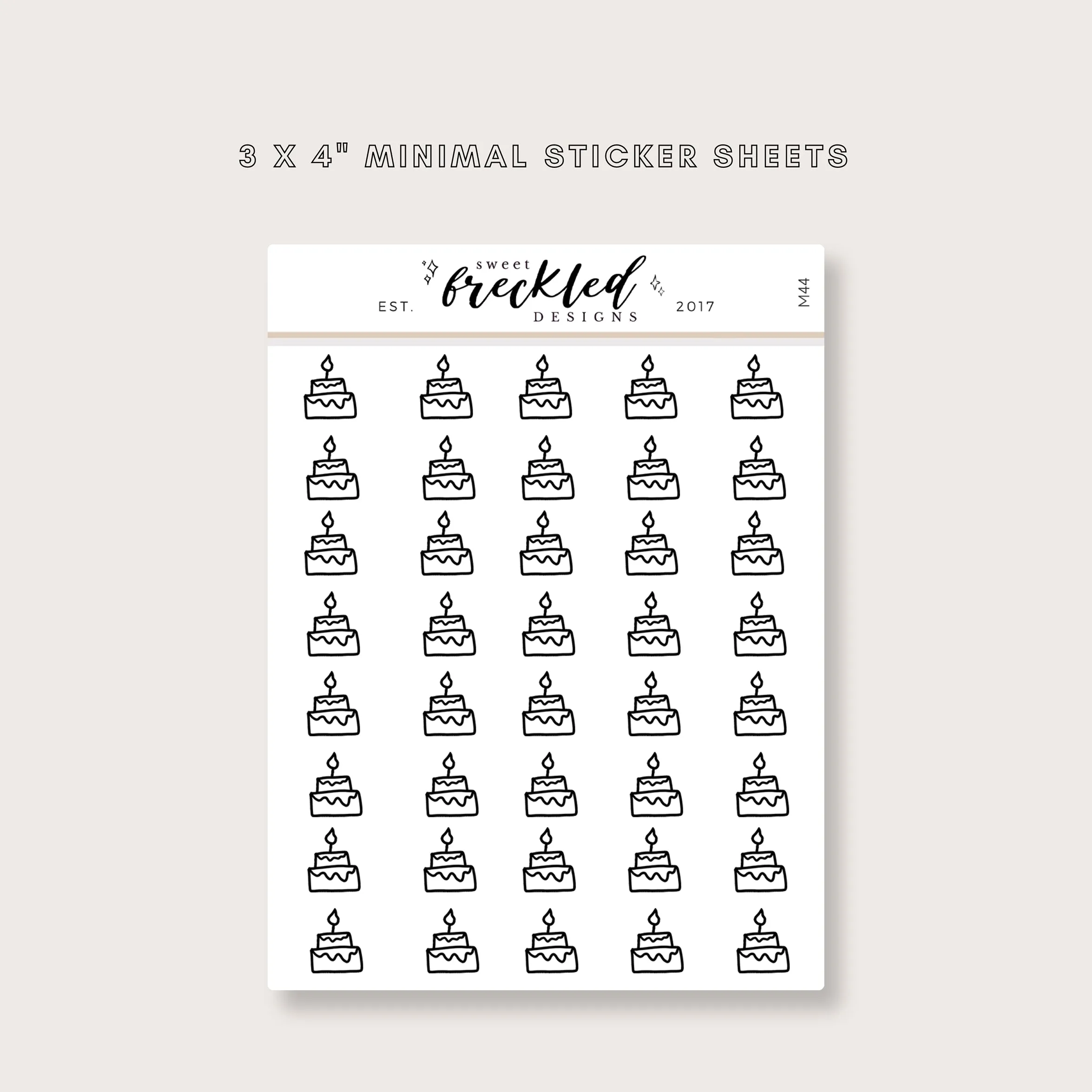 Minimalistic Mini Birthday Cake Stickers