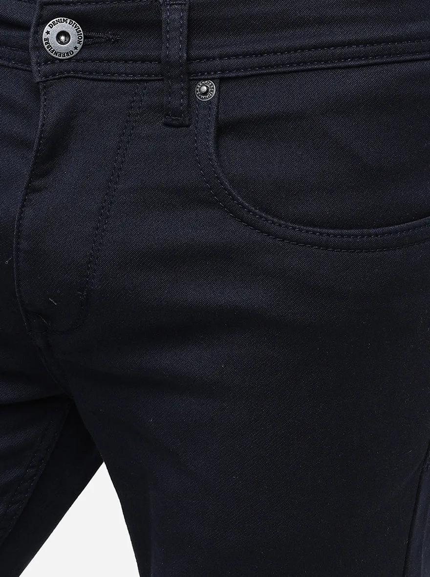 Navy Blue Washed Narrow Fit Jeans | Greenfibre