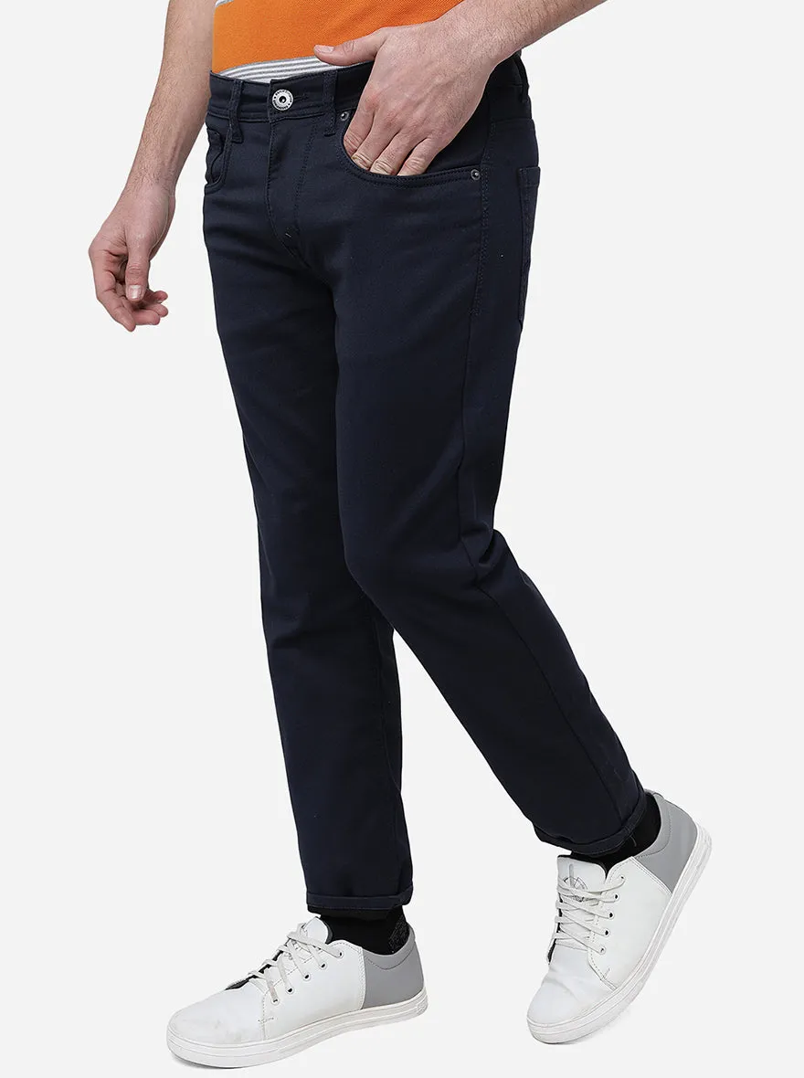 Navy Blue Washed Narrow Fit Jeans | Greenfibre