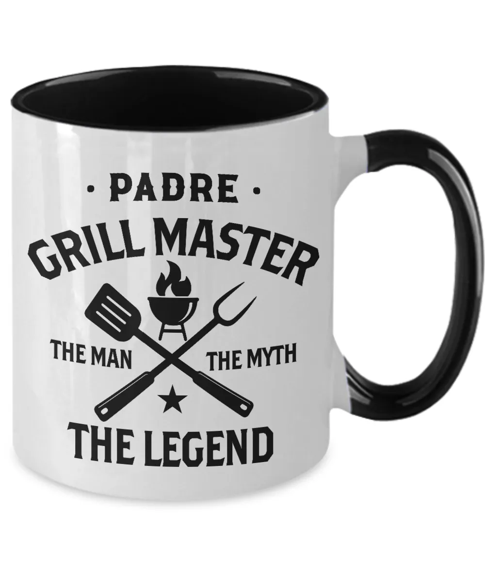 Padre Grillmaster The Man The Myth The Legend Two-Tone Mug Coffee Cup Funny Gift