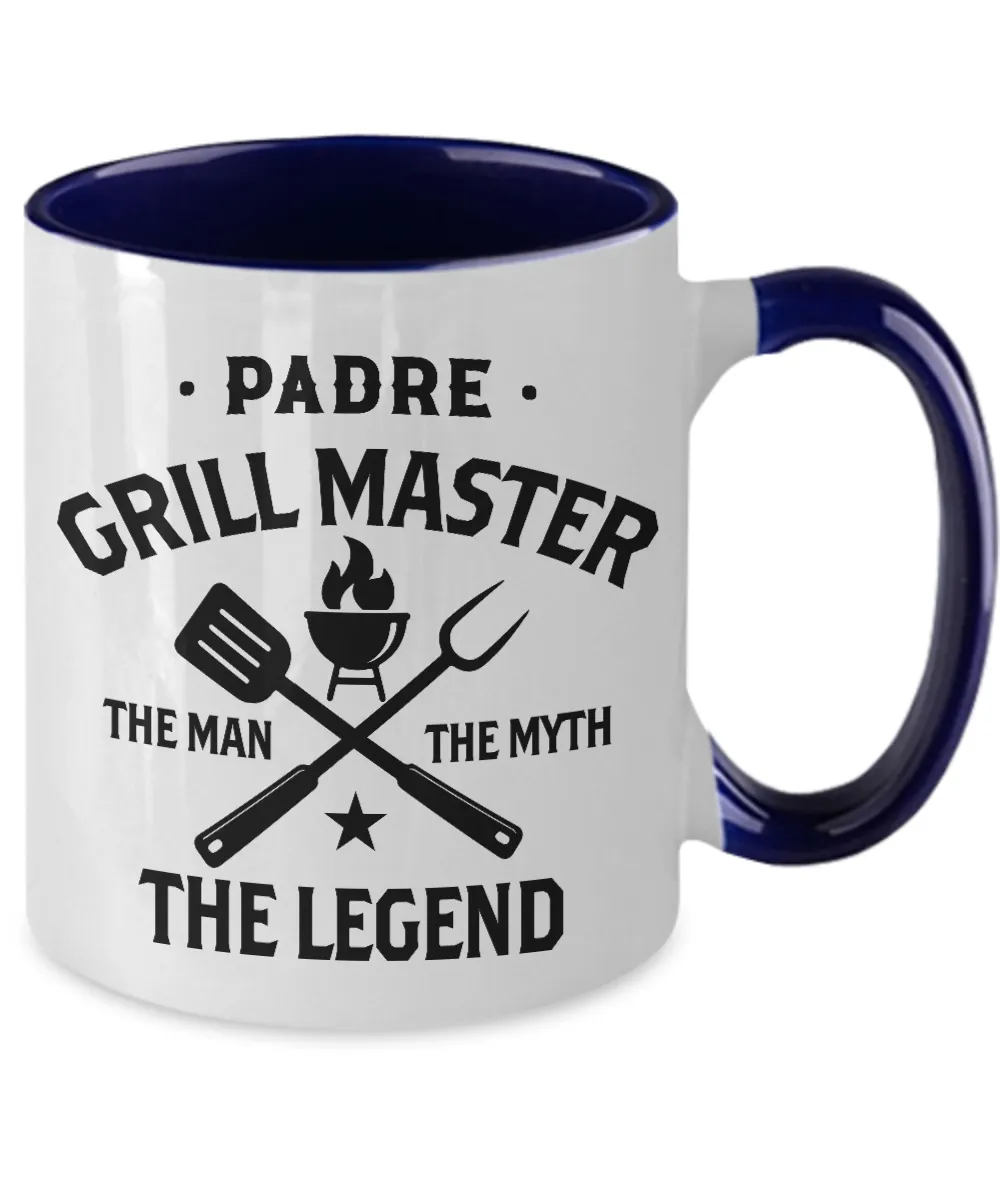 Padre Grillmaster The Man The Myth The Legend Two-Tone Mug Coffee Cup Funny Gift