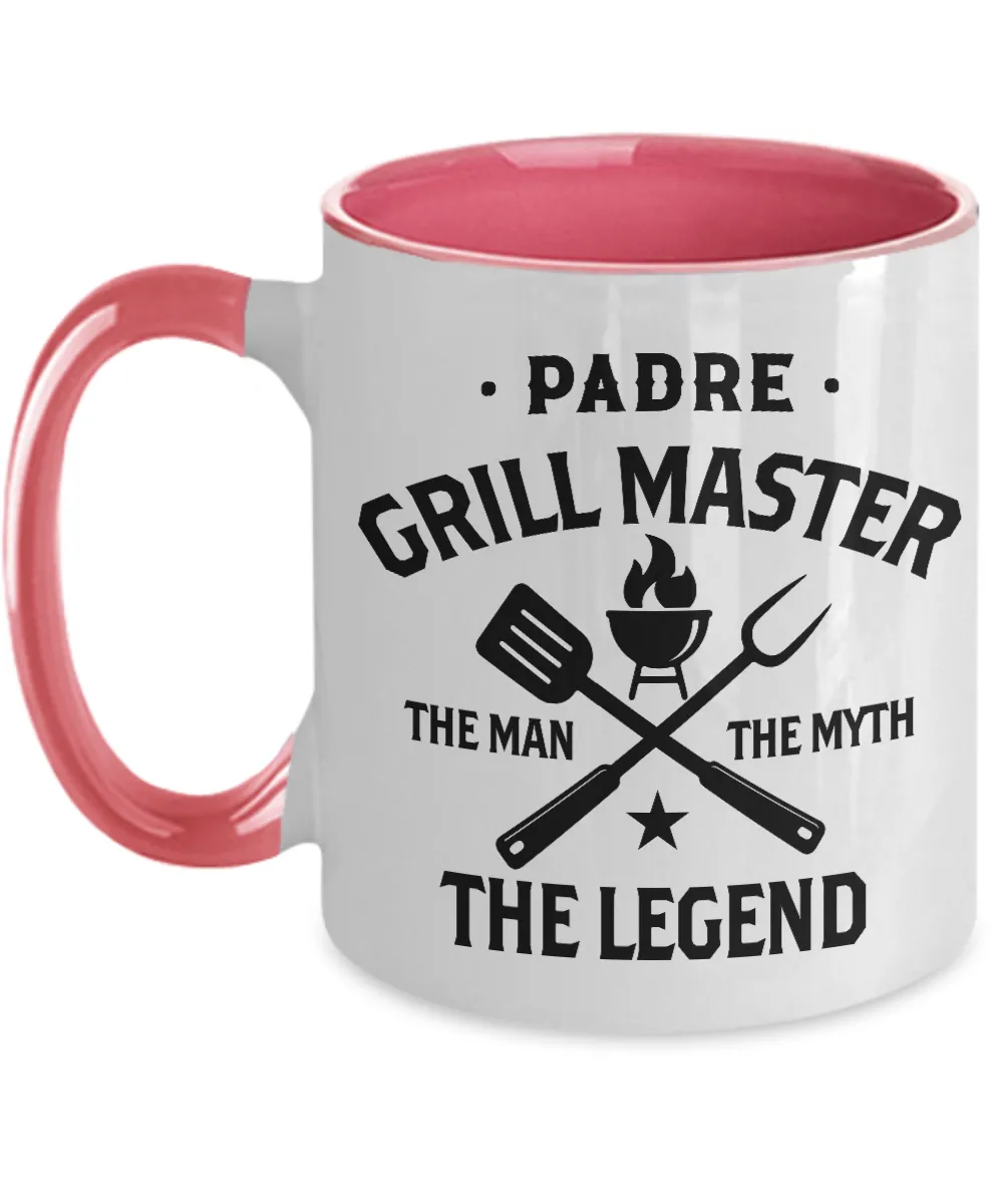 Padre Grillmaster The Man The Myth The Legend Two-Tone Mug Coffee Cup Funny Gift