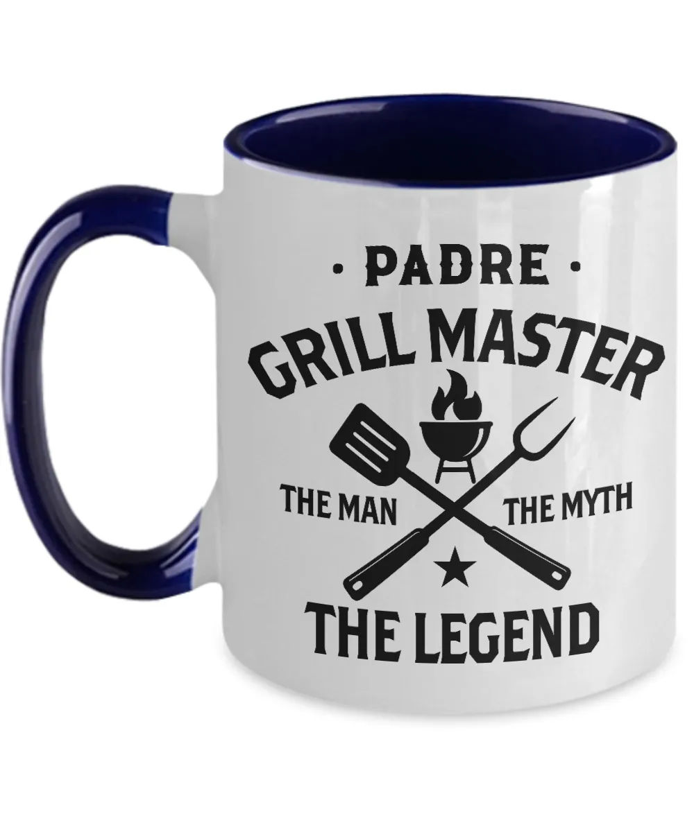 Padre Grillmaster The Man The Myth The Legend Two-Tone Mug Coffee Cup Funny Gift